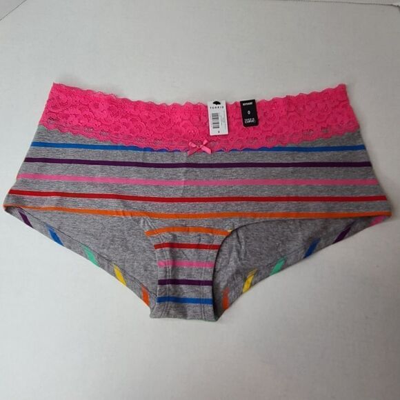 0X 12W Large Torrid Rainbow Boyshort Panty Pride Pink Lace Wide Band Summer Plus - Picture 2 of 8